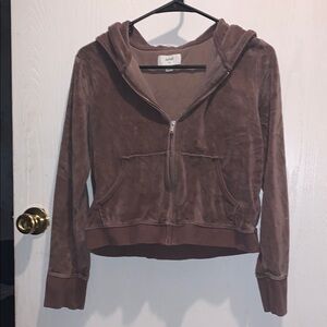 Aerie Brown Cropped Hoodie with Long Sleeves